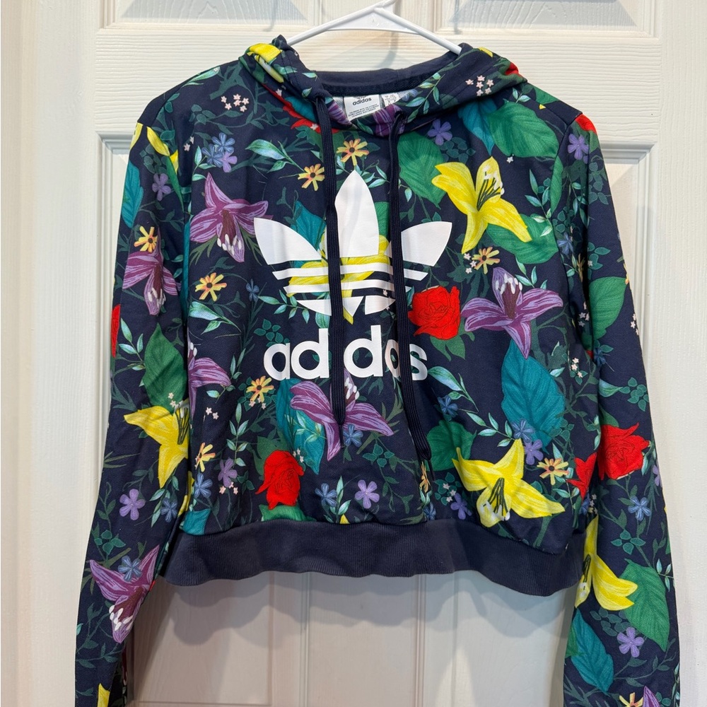 Adidas Dark Blue and Floral Sweater